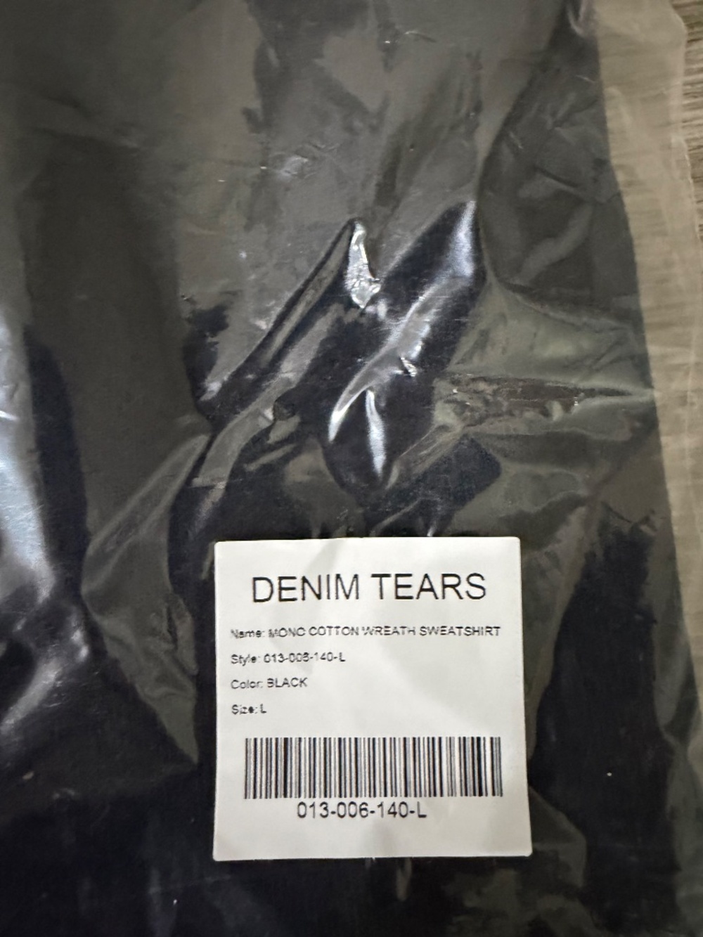 Black and dark grey denim tear hoodie - Picture 3 of 4
